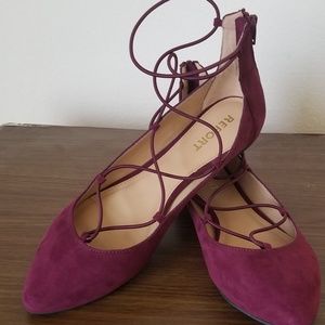 Report Faux Suede Lace Up Flats